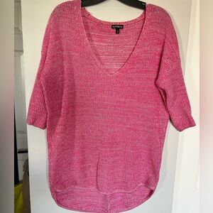 Express VNeck 3/4 sleeve High Low boat hem sweater